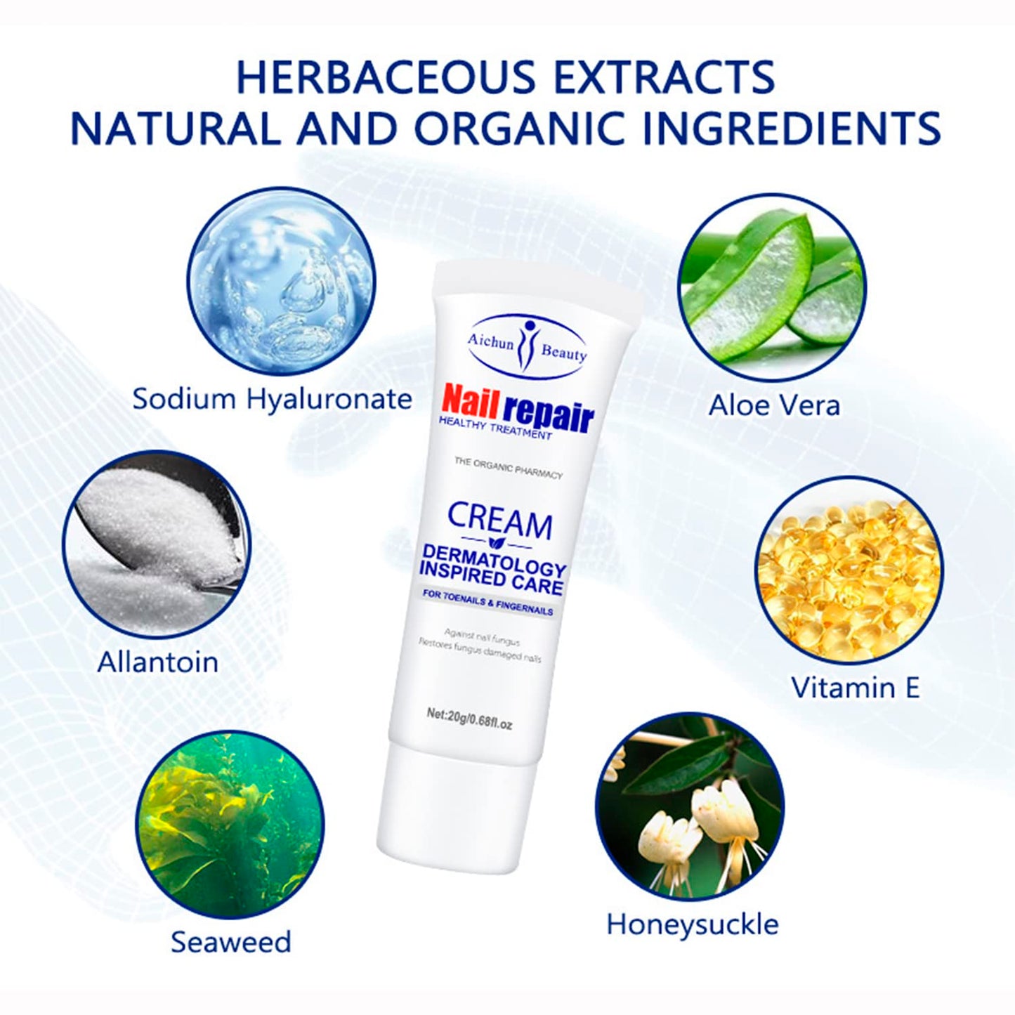 AICHUN BEAUTY Nail Repair Cream Toenails Fingernails Care Anti Fungus Restores Damaged Nails Nourishes Hydrates Skin 20g / 0.68fl.oz