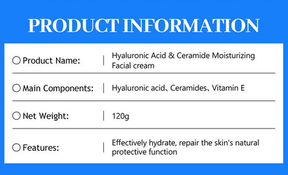DISAAR Beauty Facial Cream Hyaluronic Acid Ceramide Vitamin E 120g