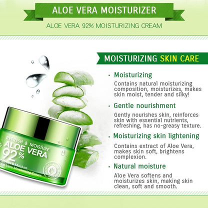 BIOAQUA 92% Aloe Vera Refresh Cream Soft Smooth Silky Skin Natural Extract Moisturizing 50g