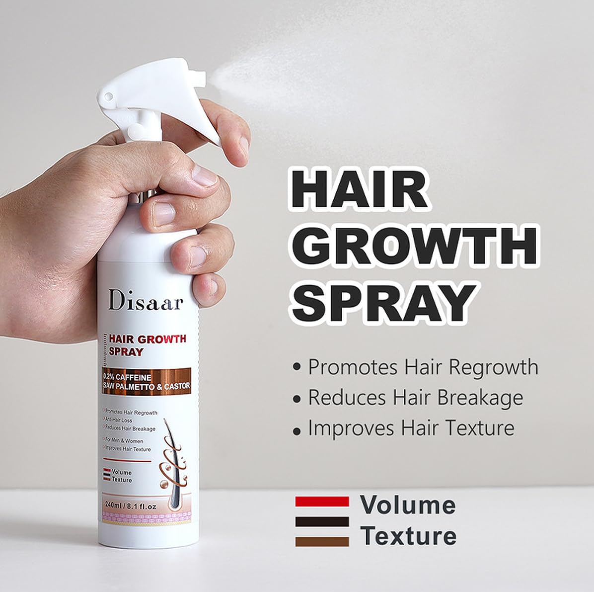 DISAAR BEAUTY Hair Growth Spray Minoxidil Caffeine Biotin 240ml (Caffeine)