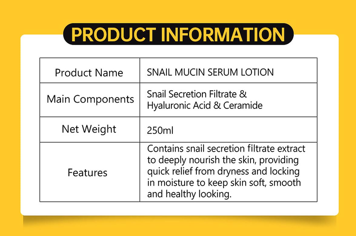 DISAAR BEAUTY Snail Mucin Serum Lotion Repair Firming 250ml