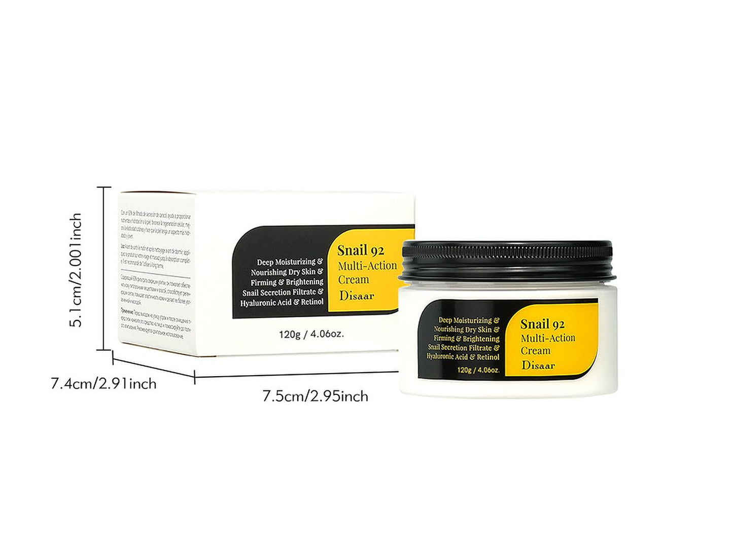 DISAAR BEAUTY Snail Mucin Cream Firming Hyaluronic Retinol 120g