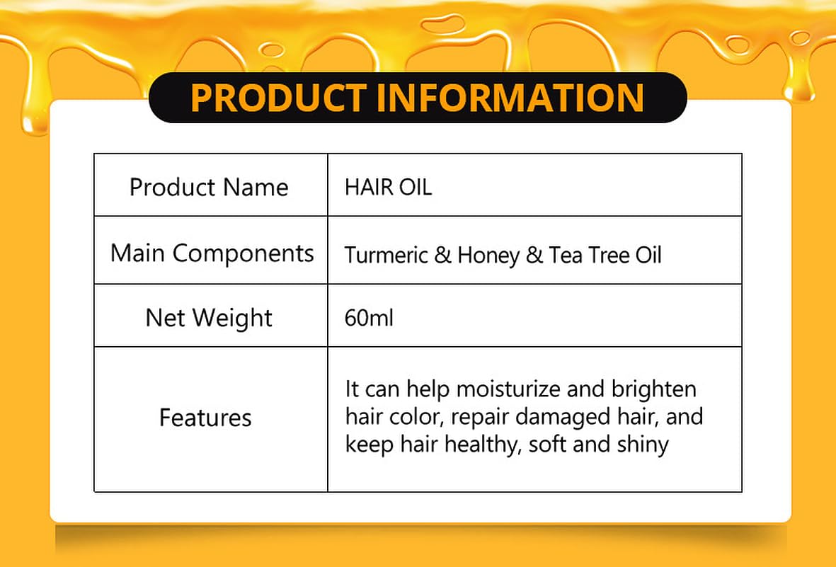 DISAAR BEAUTY Turmeric Honey Hair Oil Smooths Split Ends 60ml