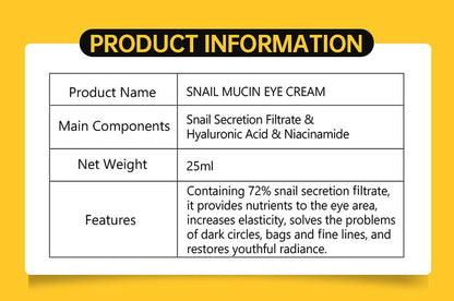 DISAAR BEAUTY Snail Mucin Eye Cream Dark Circles Fine Lines 25ml