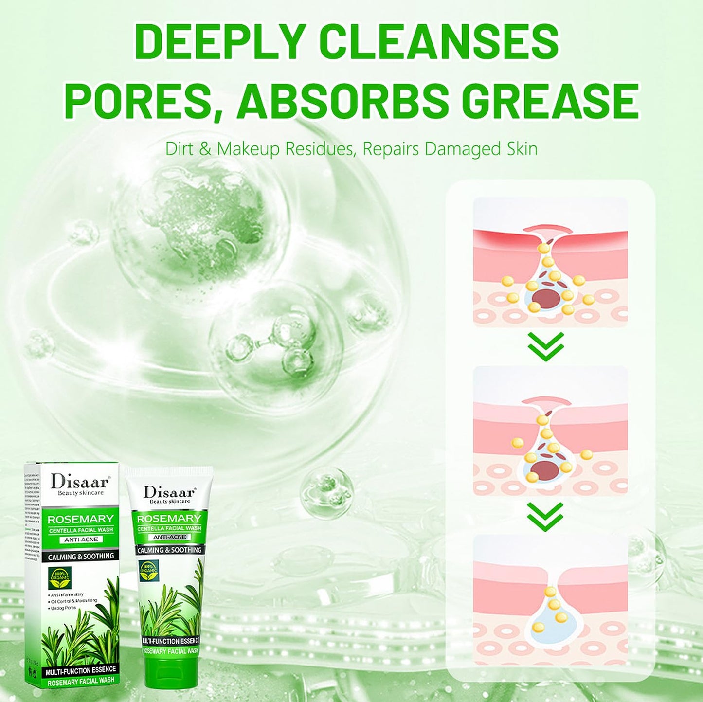 DISAAR BEAUTY Rosemary Centella Facial Wash Anti-Acne 100g