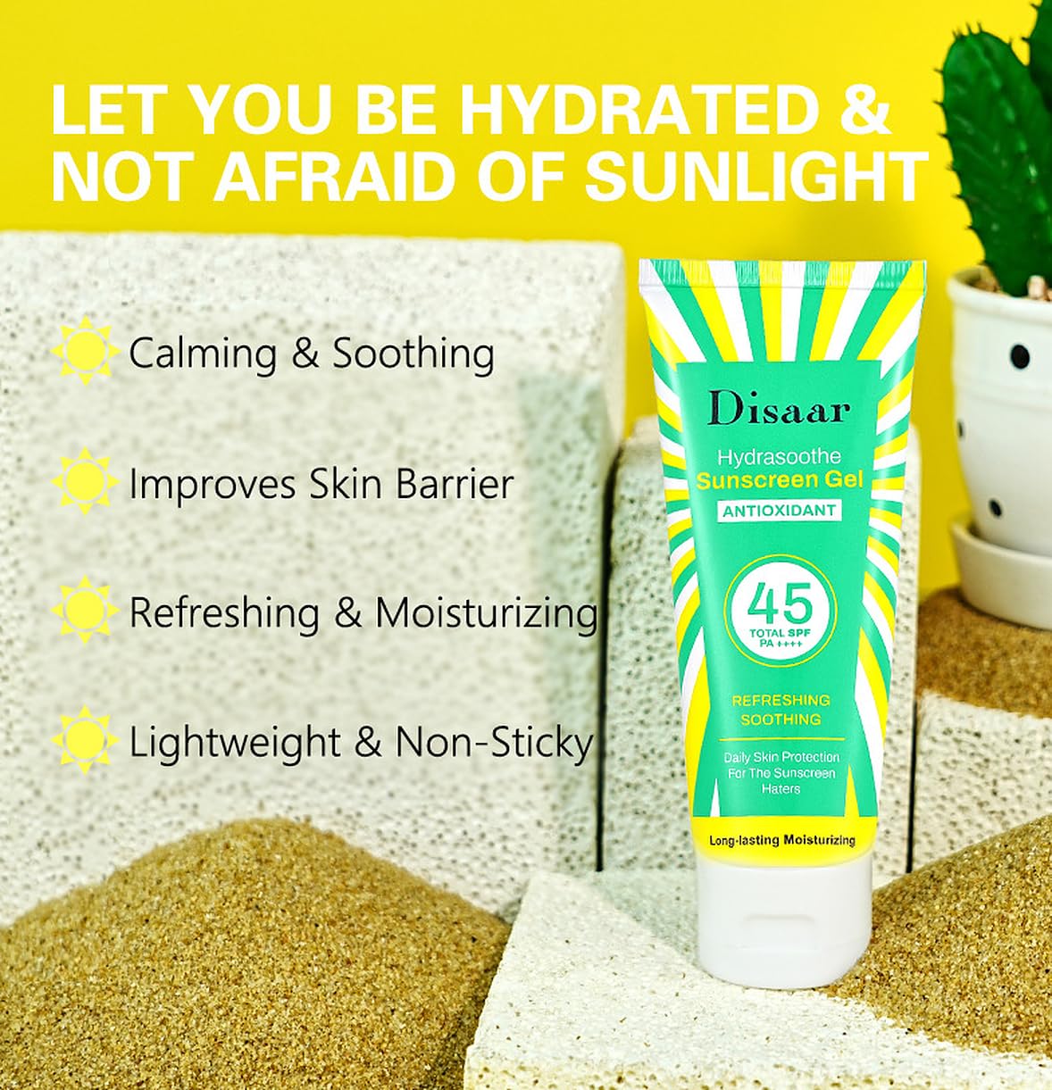 DISAAR BEAUTY Hydrasoothe Sunscreen Gel SPF45 PA++++ Green Tea 50g