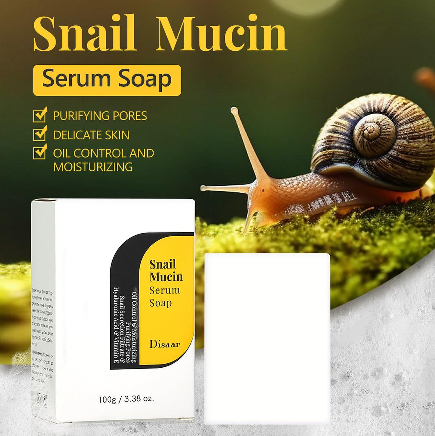 DISAAR Beauty Snail Mucin Soap Purifying Pores Oil Control 100g