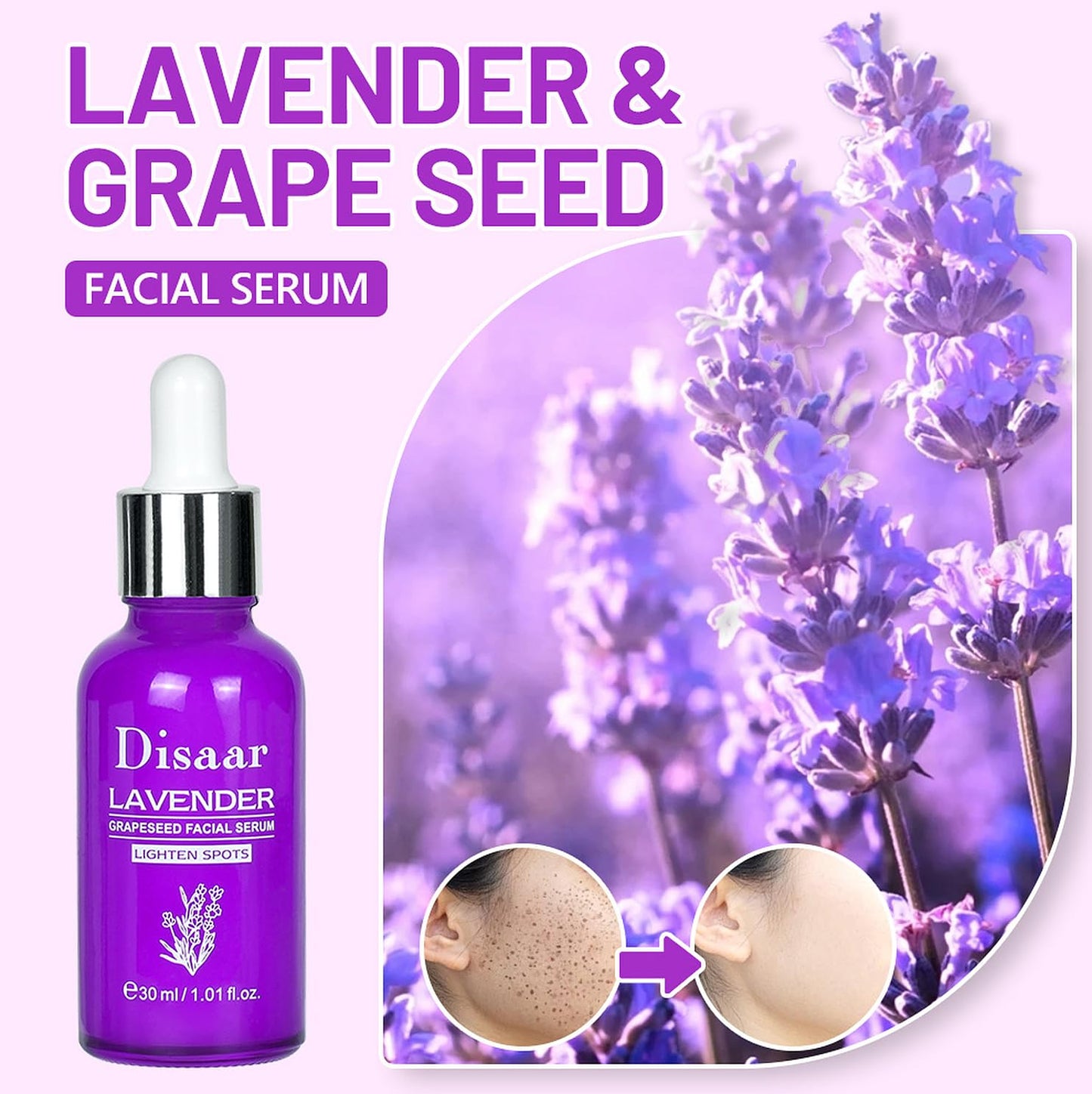DISAAR BEAUTY Lavender Grapeseed Facial Serum Nourish Repair 30ml
