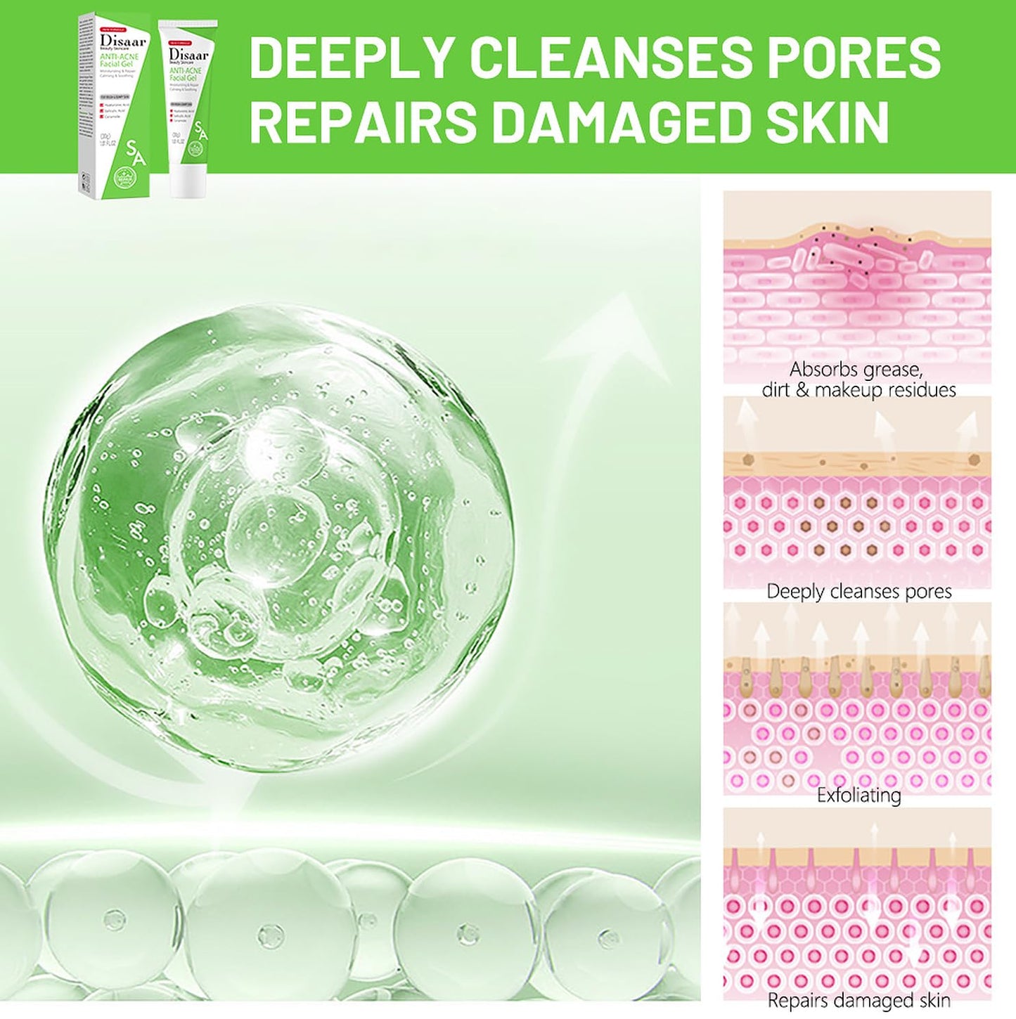 DISAAR BEAUTY Facial Gel Moisturizer with Salicylic Acid 30g