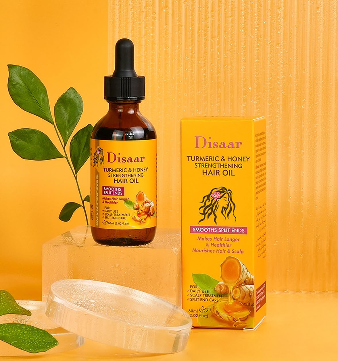 DISAAR BEAUTY Turmeric Honey Hair Oil Smooths Split Ends 60ml