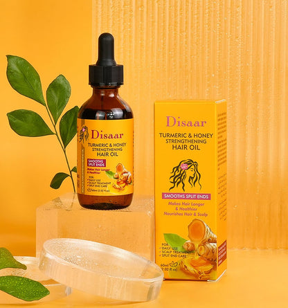 DISAAR BEAUTY Turmeric Honey Hair Oil Smooths Split Ends 60ml