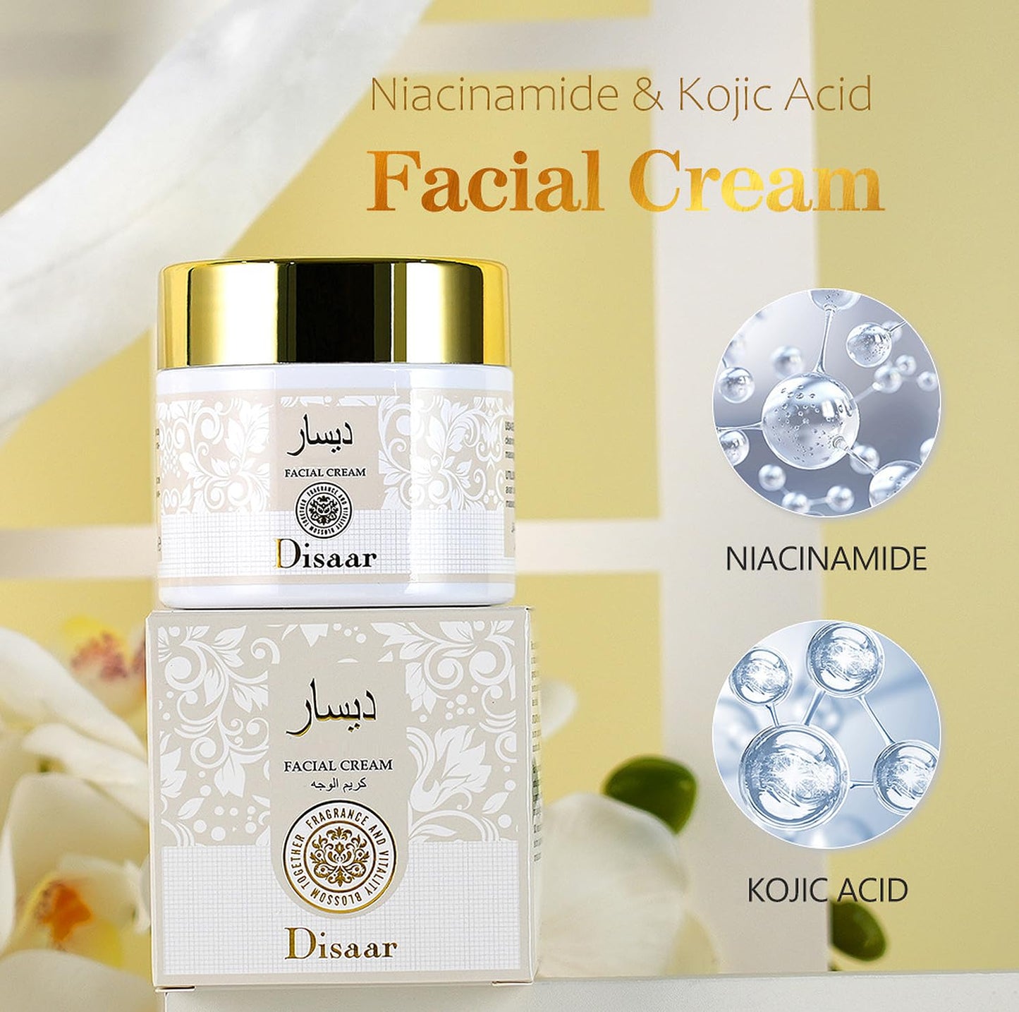 DISAAR BEAUTY Niacinamide Kojic Milk Facial Cream Moisturizing 50g