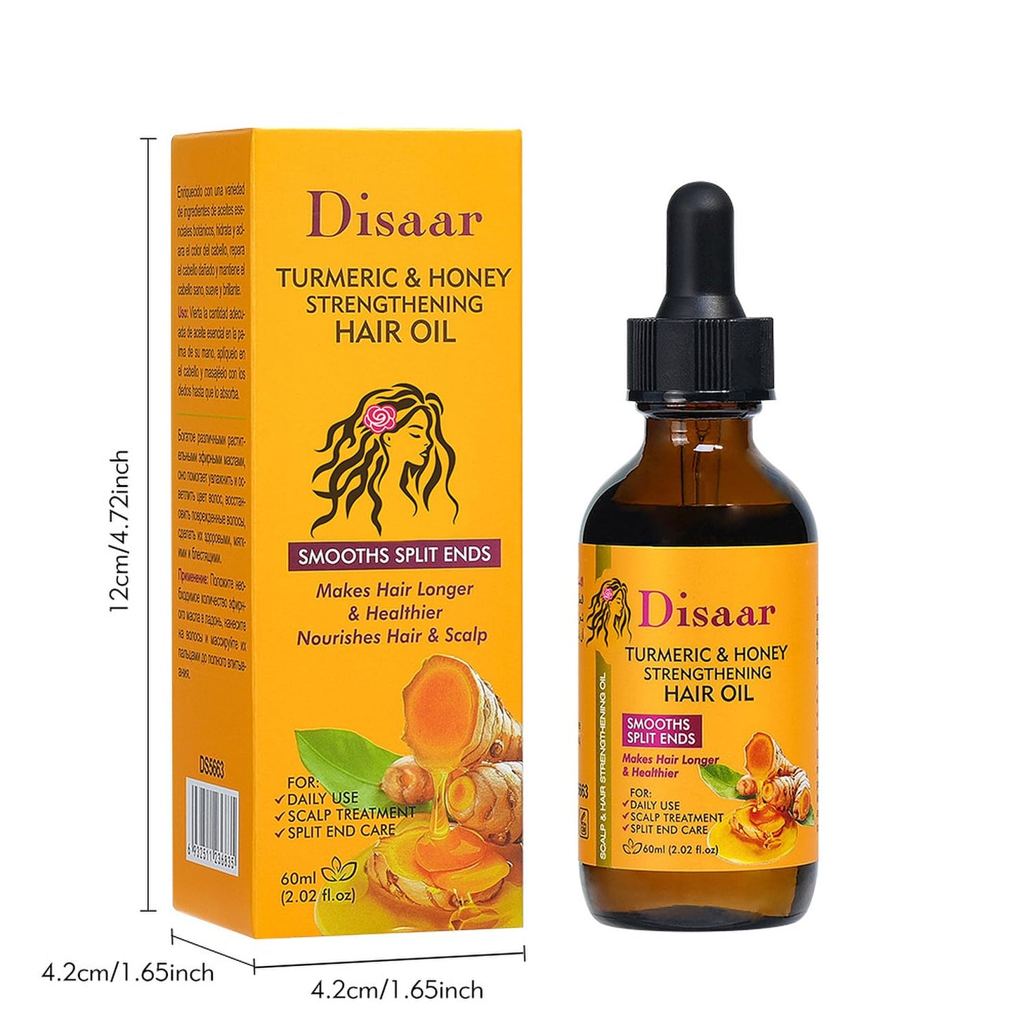 DISAAR BEAUTY Turmeric Honey Hair Oil Smooths Split Ends 60ml