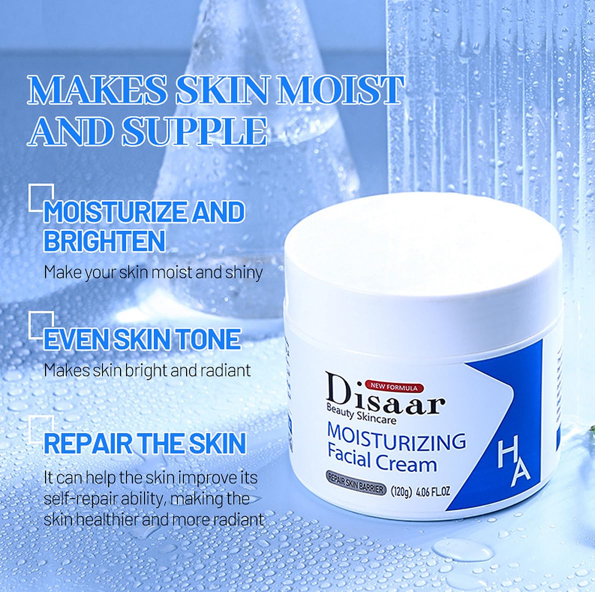 DISAAR Beauty Facial Cream Hyaluronic Acid Ceramide Vitamin E 120g