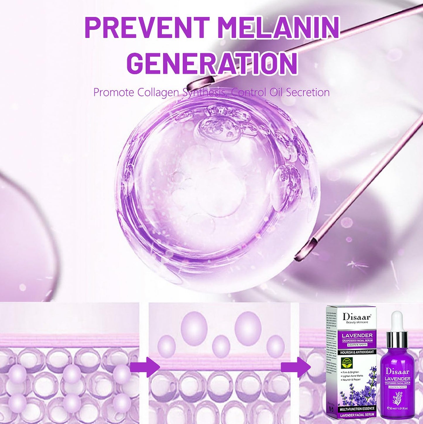 DISAAR BEAUTY Lavender Grapeseed Facial Serum Nourish Repair 30ml