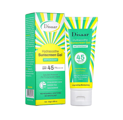 DISAAR BEAUTY Hydrasoothe Sunscreen Gel SPF45 PA++++ Green Tea 50g