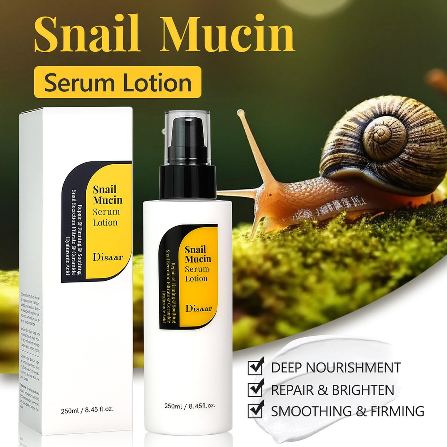 DISAAR BEAUTY Snail Mucin Serum Lotion Repair Firming 250ml