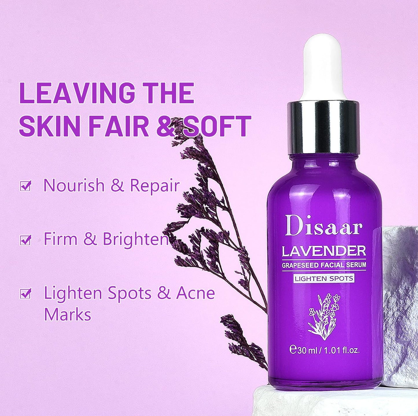 DISAAR BEAUTY Lavender Grapeseed Facial Serum Nourish Repair 30ml