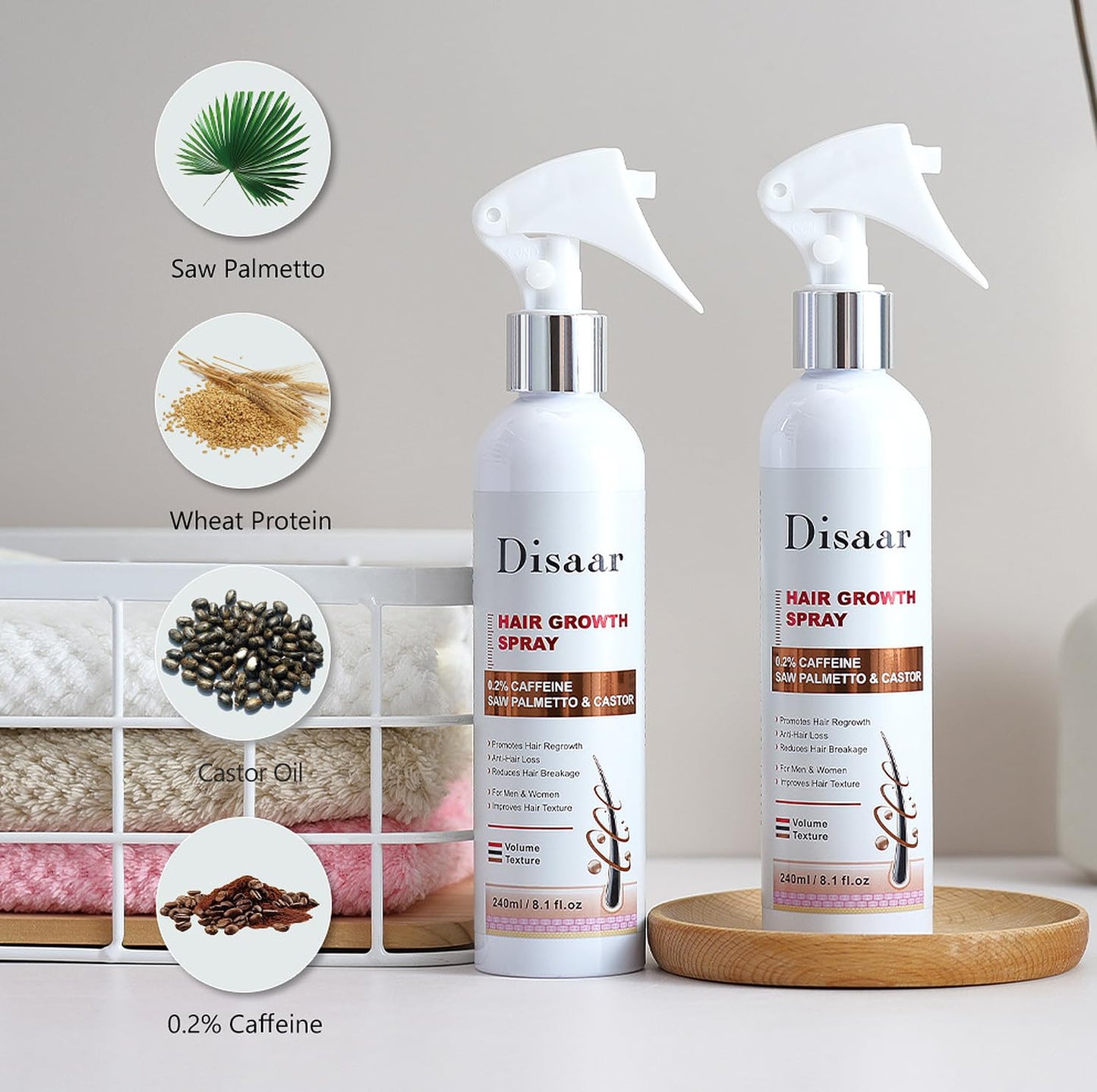 DISAAR BEAUTY Hair Growth Spray Minoxidil Caffeine Biotin 240ml (Caffeine)