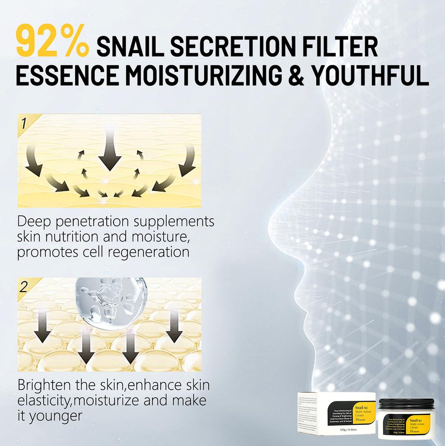DISAAR BEAUTY Snail Mucin Cream Firming Hyaluronic Retinol 120g