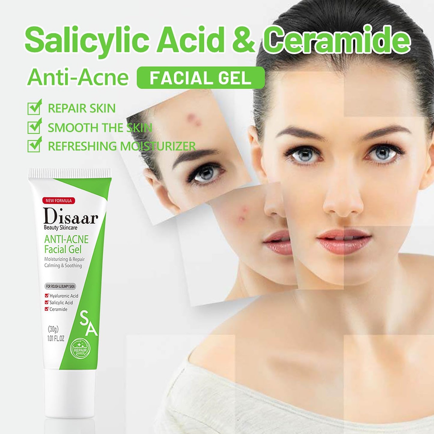 DISAAR BEAUTY Facial Gel Moisturizer with Salicylic Acid 30g