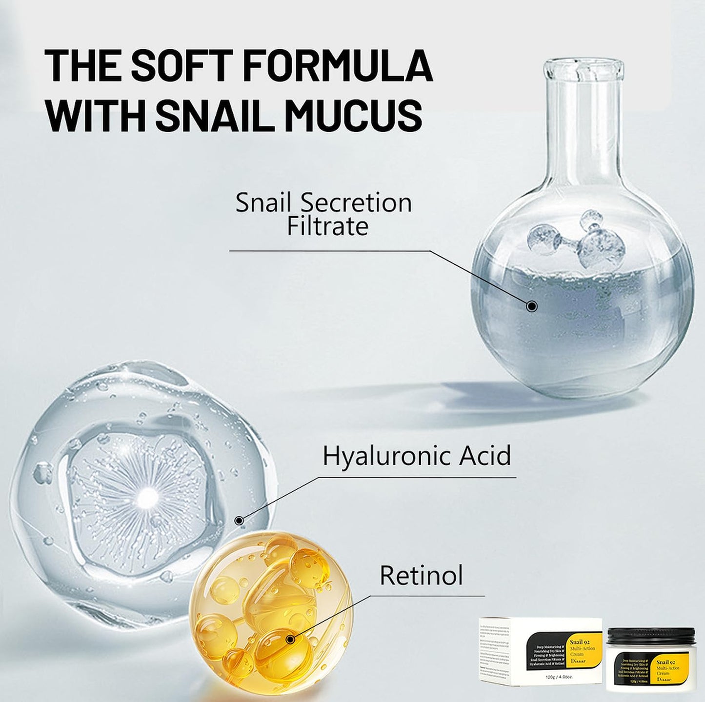 DISAAR BEAUTY Snail Mucin Cream Firming Hyaluronic Retinol 120g
