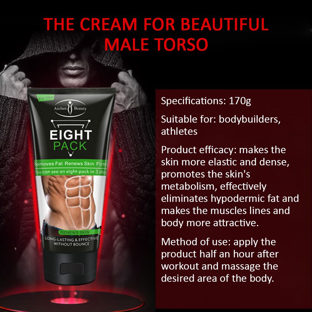 AICHUN BEAUTY Eight Pack For Men Strong Waist Manly Torso Smooth Lines Press Fitness Belly Burning Muscle Fat Remove Renews Skin Weight Loss Slimming Cream 170g