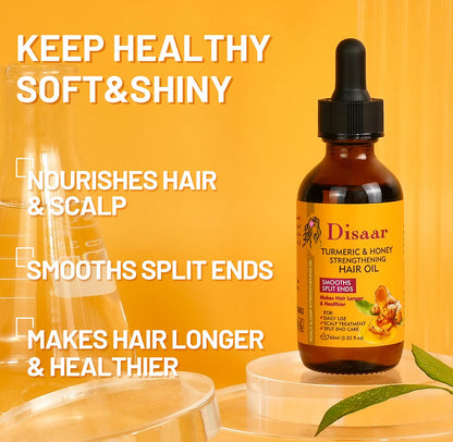 DISAAR BEAUTY Turmeric Honey Hair Oil Smooths Split Ends 60ml