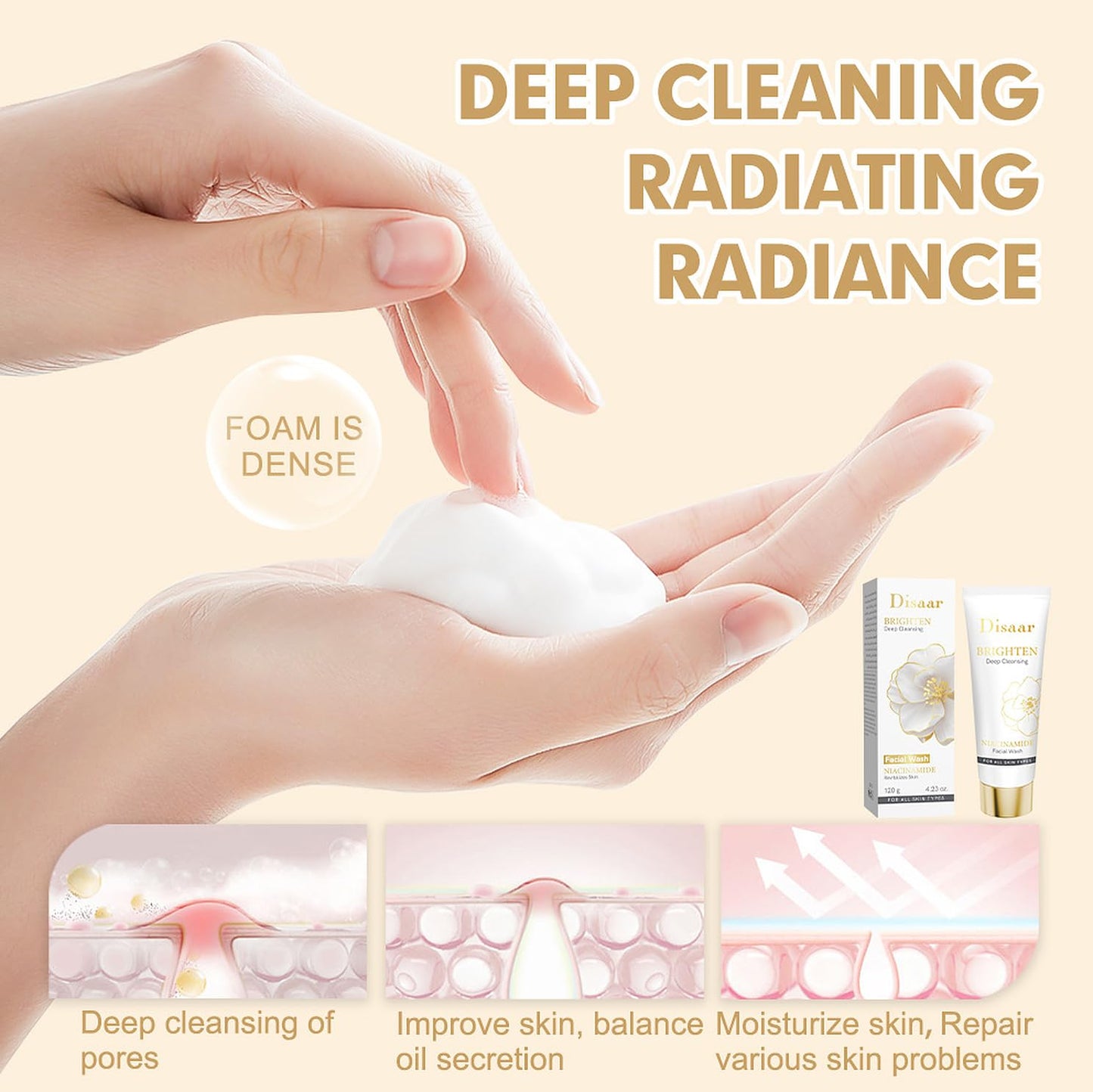 DISAAR BEAUTY Deep Cleansing Facial Wash Niacinamide Amino Acid 120g
