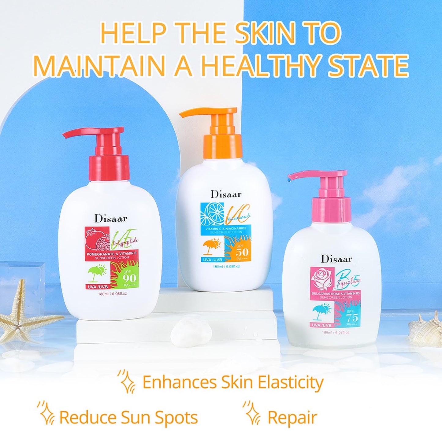 DISAAR BEAUTY Sunscreen Lotion Skin Elasticity 160ml (SPF75)