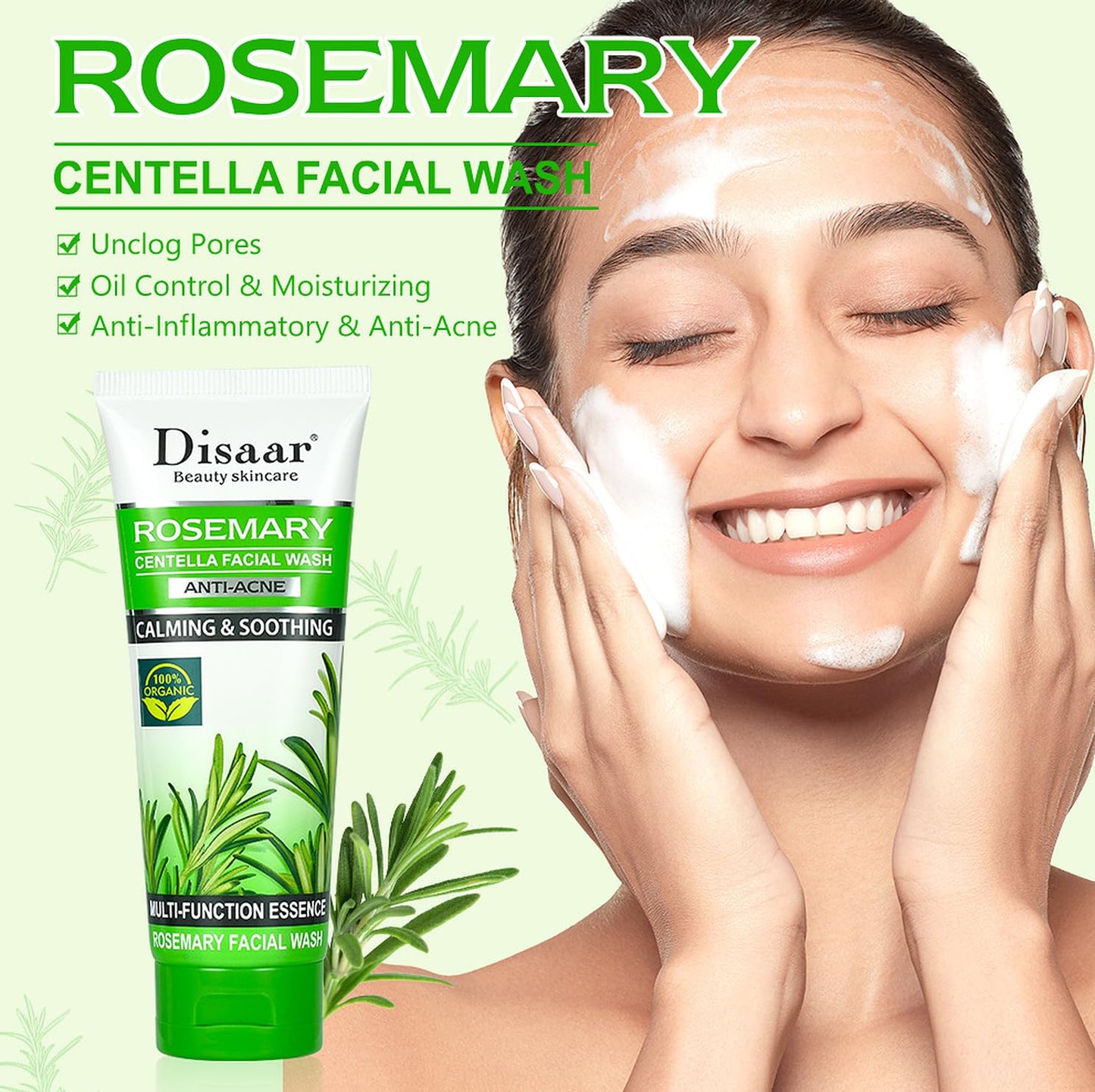 DISAAR BEAUTY Rosemary Centella Facial Wash Anti-Acne 100g