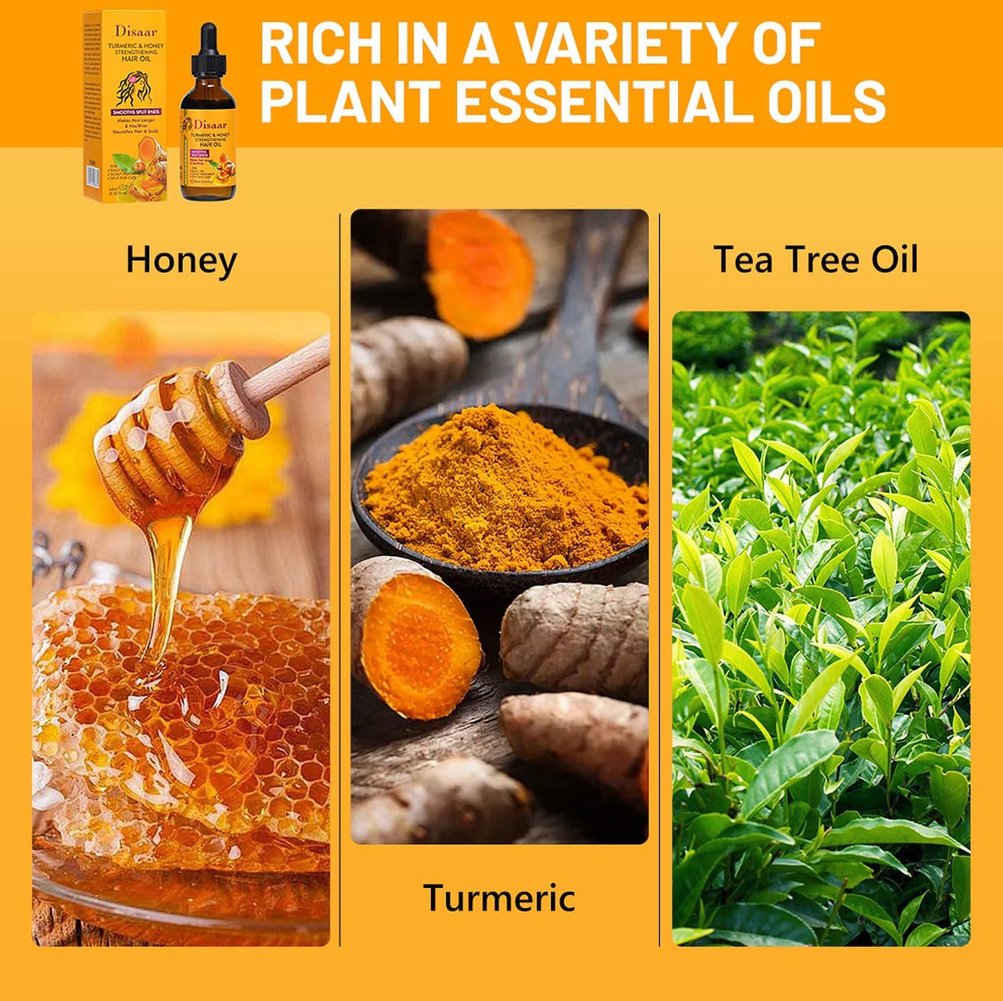 DISAAR BEAUTY Turmeric Honey Hair Oil Smooths Split Ends 60ml