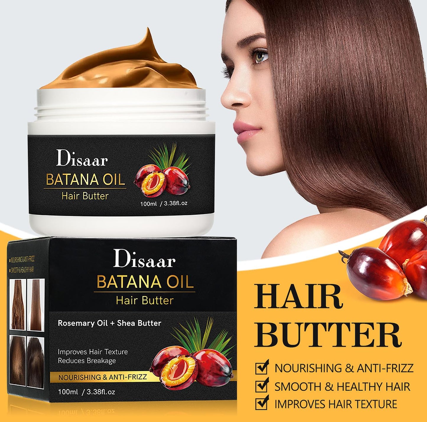 DISAAR Beauty Batana Oil Hair Butter Rosemary Shea Anti-Frizz 100ml