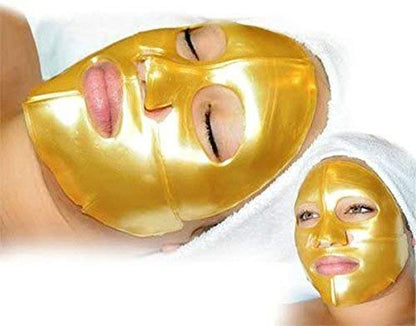 AICHUN BEAUTY 5PCS 24K Gold Gel Collagen Crystal Facial Masks Sheet Patch For Anti Aging, Puffiness, Anti Wrinkle, Moisturizing, Deep Tissue Rejuvenation and Hydrates Skin