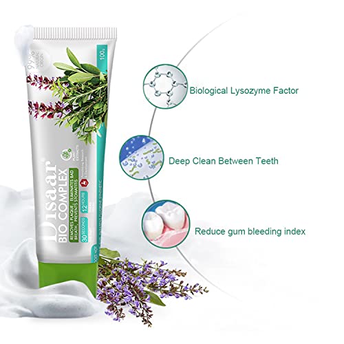 DISAAR BEAUTY Bio Complex Rosemary Sage Toothpaste Leaf Removes Plaque Eliminates Bad Breath Prevents Stomatitis Fast Teeth Fresh Cleaning 100g/3.53oz