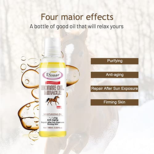 DISAAR Beauty Horse Oil Moisturizing Oil Purifying Anti-Aging Repair After Sun Exposure Firming Skin Relive Dry Skin 100ml/3.03fl.oz