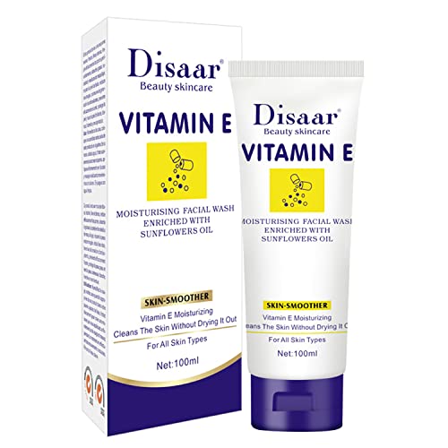 DISAAR Beauty Vitamin E Moisturizing Facial Wash Sunflowers Oil Cleans Pores Skin Smooth 100ml/3.38fi.oz