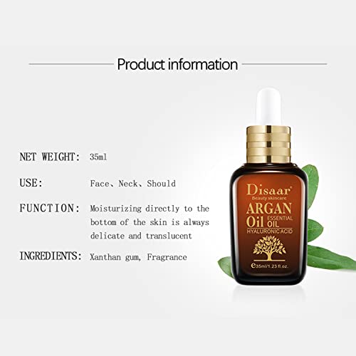 DISAAR Beauty Argan Oil Essential Oil Hyaluronic Acid Soothes Calms Anti-Wrinkle Anti-Aging Moisturizing Repair Skin Care 35ml/1.23fl.oz