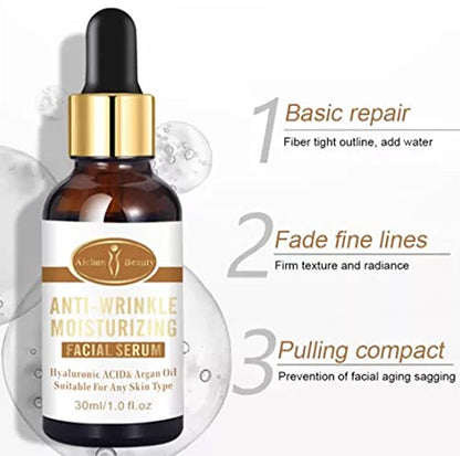 AICHUN BEAUTY Anti-Wrinkle Moisturizing Facial Serum Hyaluronic Acid Argan Oil 2in1 Care 30ml/1oz