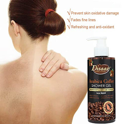 DISAAR Beauty Arabica Coffee Shower Gel Skin Repair Cleansing Moisturizing Removes Cuticles 300ml/10.14fl.oz