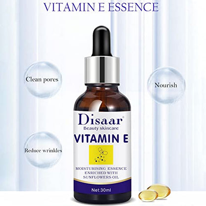 DISAAR BEAUTY Vitamin E Face Serum Moisturizing Essence Sunflowers Oil Anti-Wrinkles Repair Skin Replenish 30ml/1.01fl.oz