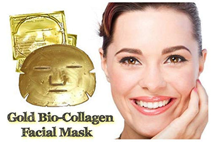 AICHUN BEAUTY 5PCS 24K Gold Gel Collagen Crystal Facial Masks Sheet Patch For Anti Aging Puffiness Anti Wrinkle Moisturizing Deep Tissue Rejuvenation and Hydrates Skin