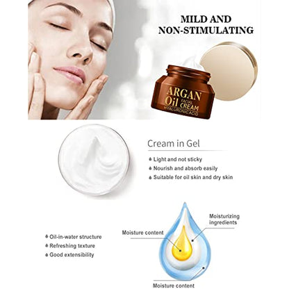 DISAAR BEAUTY Argan Oil Facial Cream Hyaluronic Acid Deep Moisturizing Anti-Wrinkle Anti-Aging Repair Skin 50ml/1.76fl.oz