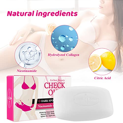 AICHUN BEAUTY Imported Product Face Body External Uses Niacinamide Collagen Soap Clean Private Parts Remove Odor Dullness Restore Moisture Underarm Knees Triangle Area 40g/1.41oz