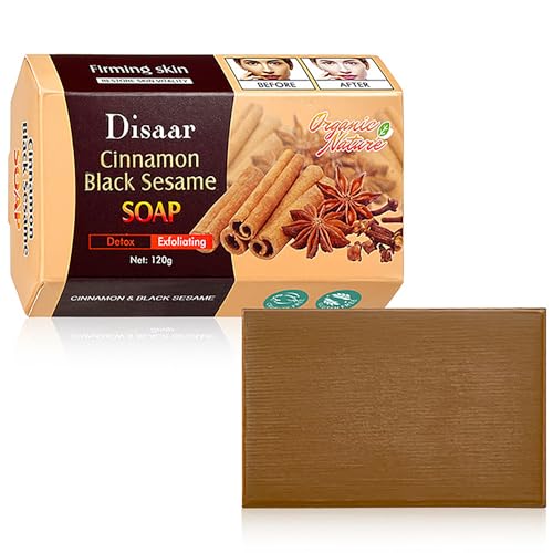 DISAAR Beauty Cinnamon Black Sesame Soap Exfloting Deep Cleansing Pores Reduces Wrinkles Moisturizing 120g / 4.23oz