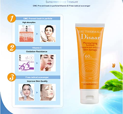 DISAAR SPF 60+ Moistening Sunblock Sunscreen Cream For Dry Sensitive Skin 80ml