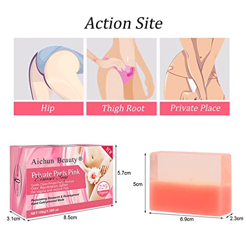 AICHUN BEAUTY Private Parts Pink Essences Soap Remove Odor Rejuvenation Tighten Vagina Hand Cold-pressed Made 100g/3.4fl.oz