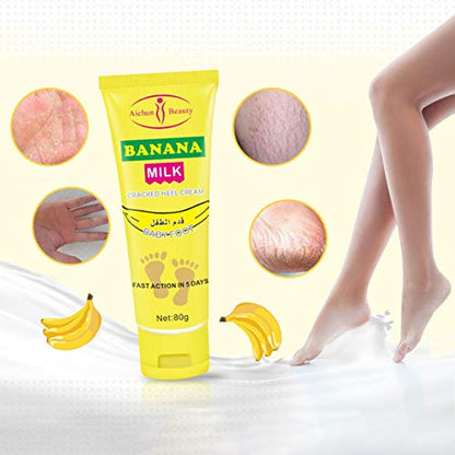 AICHUN BEAUTY Cracked Heel Cream Foot Care Banana Milk Cream Rough Dry Skin Baby Foot 80g