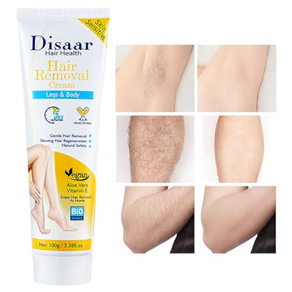 DISAAR BEAUTY Hair Removal Cream Legs Body 5 min Fast-Action Armpits Breasts Arms Bikini Area Vegan All Type Of Skin 100g / 3.38fl.oz