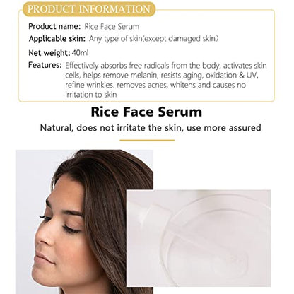 AICHUN BEAUTY Face Serum Natural Rice Extract Hydrate Moisturizing Anti-Acne Anti-Oxidation Refine Wrinkles 40ml/1.35fl.oz